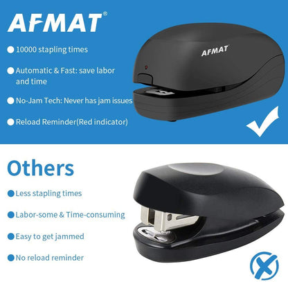 AFMAT Electric Stapler for Desk, Automatic Stapler Desktop, Office Staplers Electric, with Reload Reminder & Release Button, 25 Sheets Capacit