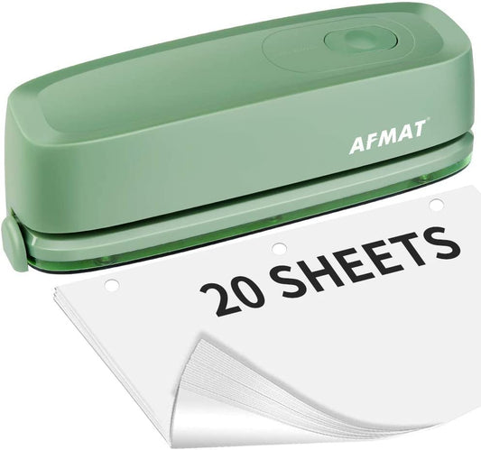 3 Hole Punch, AFMAT Electric Three Hole Punch Heavy Duty, 20-Sheet Punch Capacity