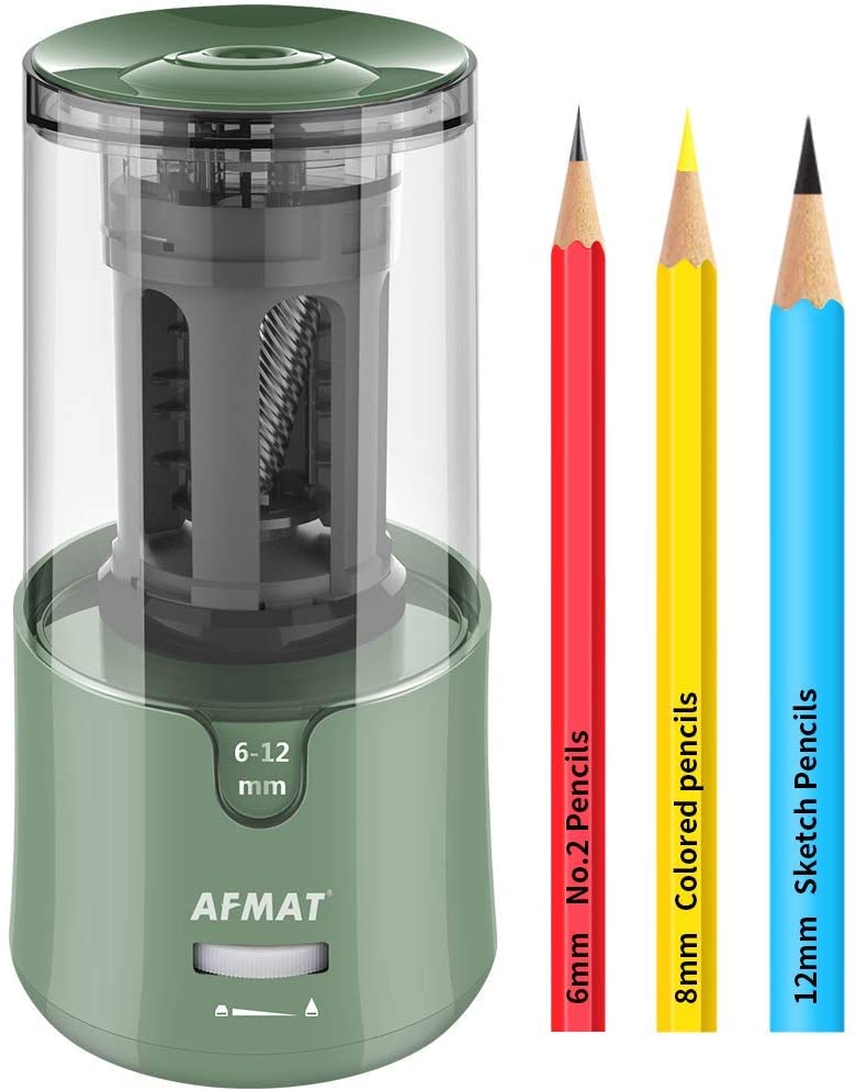 Electric Pencil Sharpener, 120V US Plug, Auto Stop for 6-12mm No.2/Colored Pencils-PS91-94