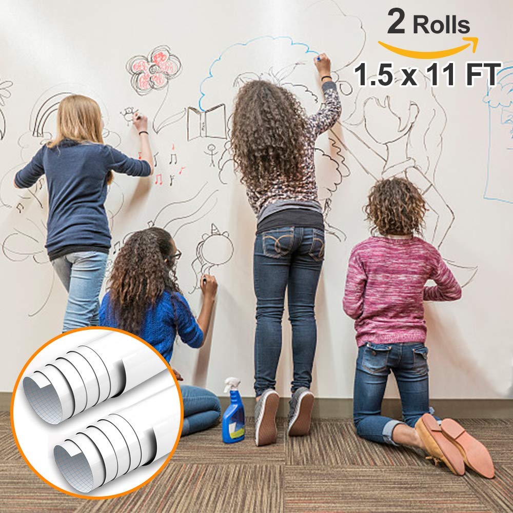 White Board Paper-No Ghost Even after 2 Months- 1.5*11 FT-2 Rolls-PP06 (USA warehouse Only)