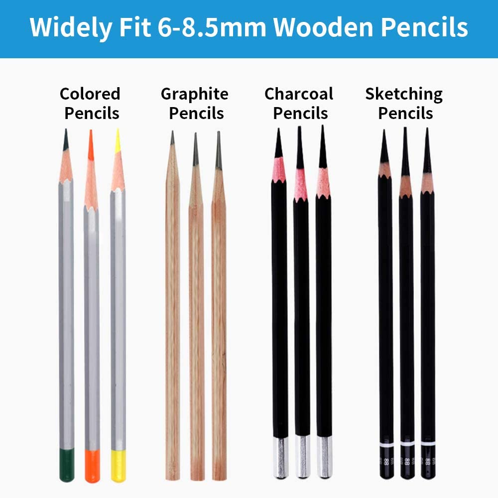 AFMAT Artist Pencil Sharpener, Charcoal Pencil Sharpener, Electric Art Pencil Sharpener, Long Point Sharpener for 6-9.6mm Large Pencils