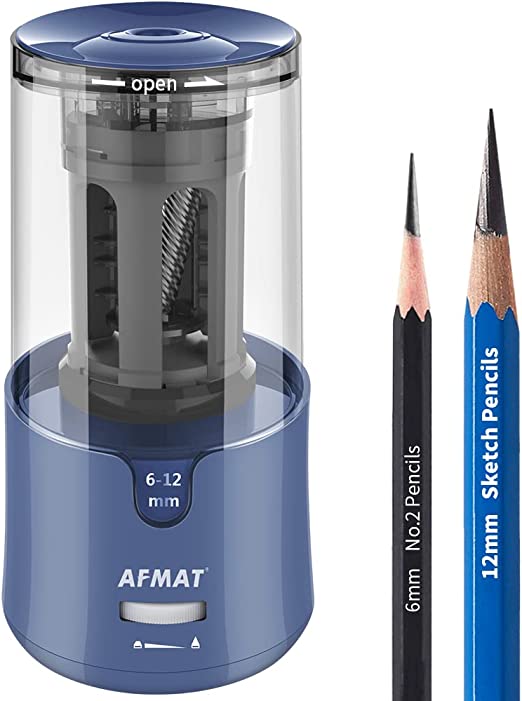 AFMAT Artist Pencil Sharpener, Charcoal Pencil Sharpener, Long Point Pencil  Sharpener, Art Pencil Sharpener for 6-9.6mm Large Pencils, Rechargeable